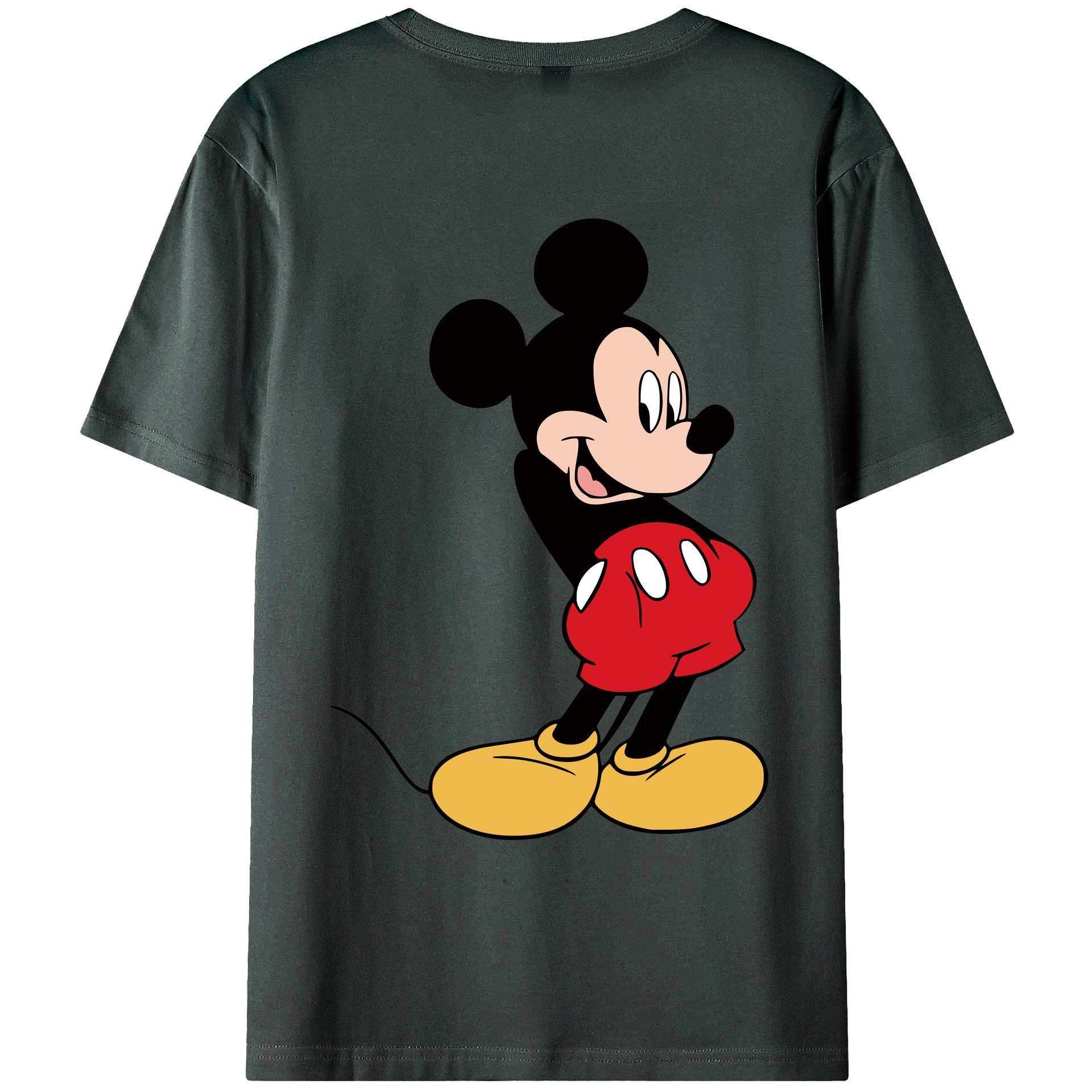 ミッキーマウス Mickey Mouse 綿100％ メンズ半袖Tシャツ（バックプリント） 通気性